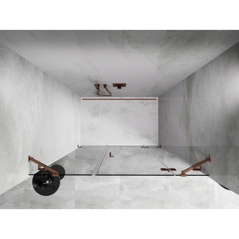 Mexen Lunar drzwi prysznicowe uchylne prawe 155 cm, transparent, różowe złoto - 834S-155-050-60-00-P