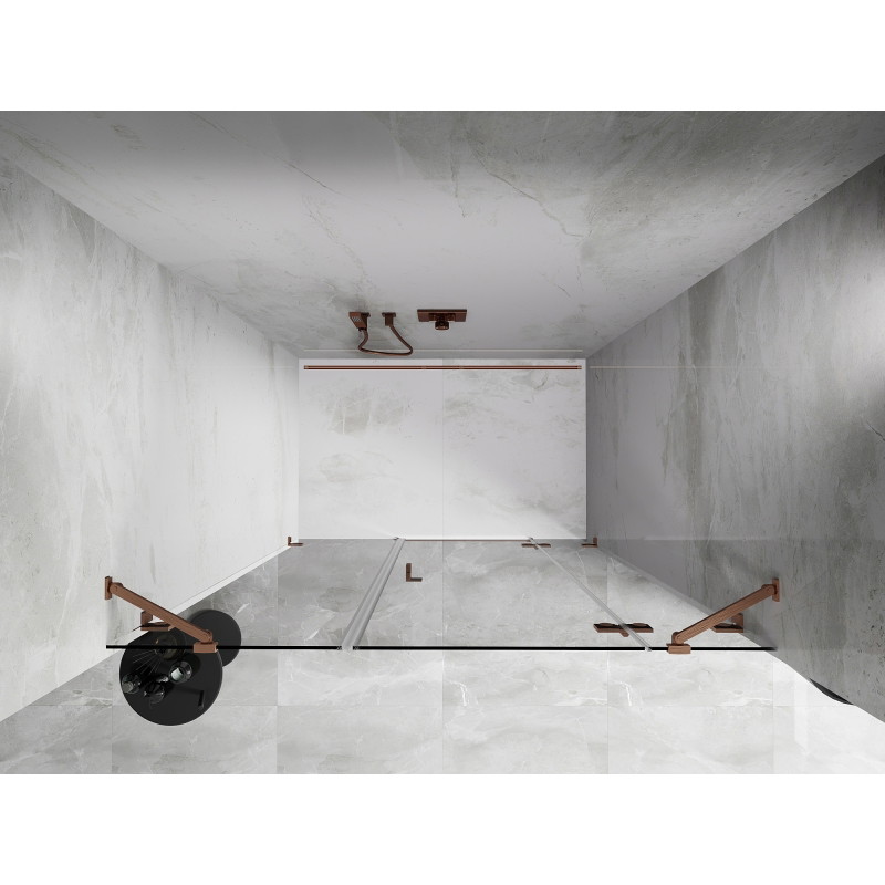 Mexen Lunar parema hinged duššiuks 120 cm, läbipaistev, harjatud vask - 834S-120-050-65-00-P