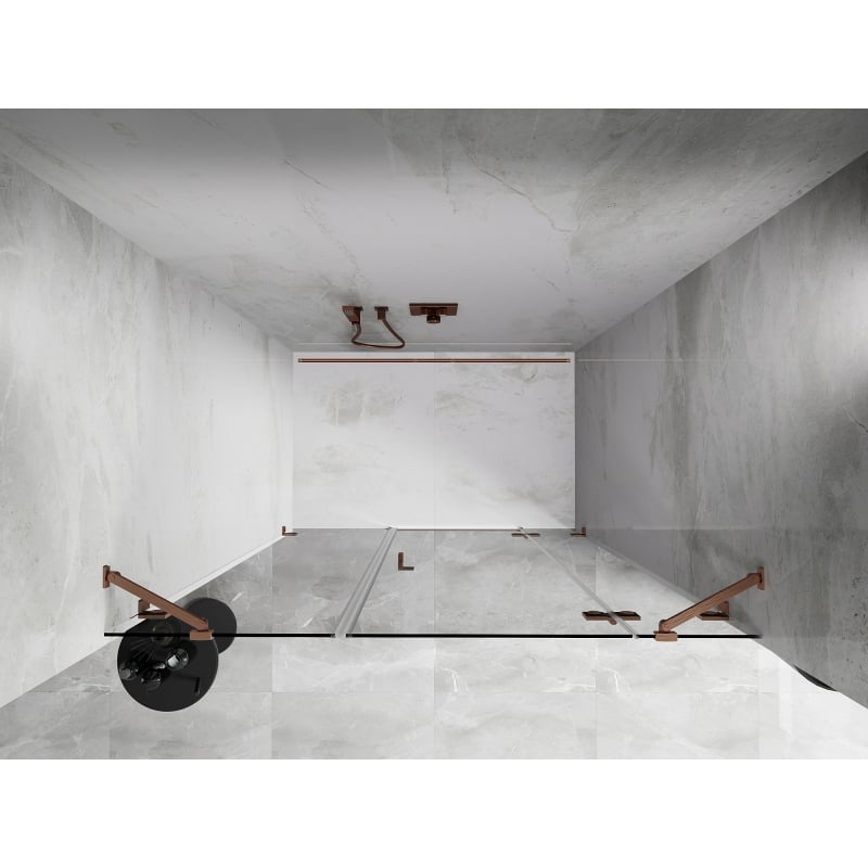 Mexen Lunar right hinged shower door 130 cm, transparent, brushed copper - 834S-130-050-65-00-P