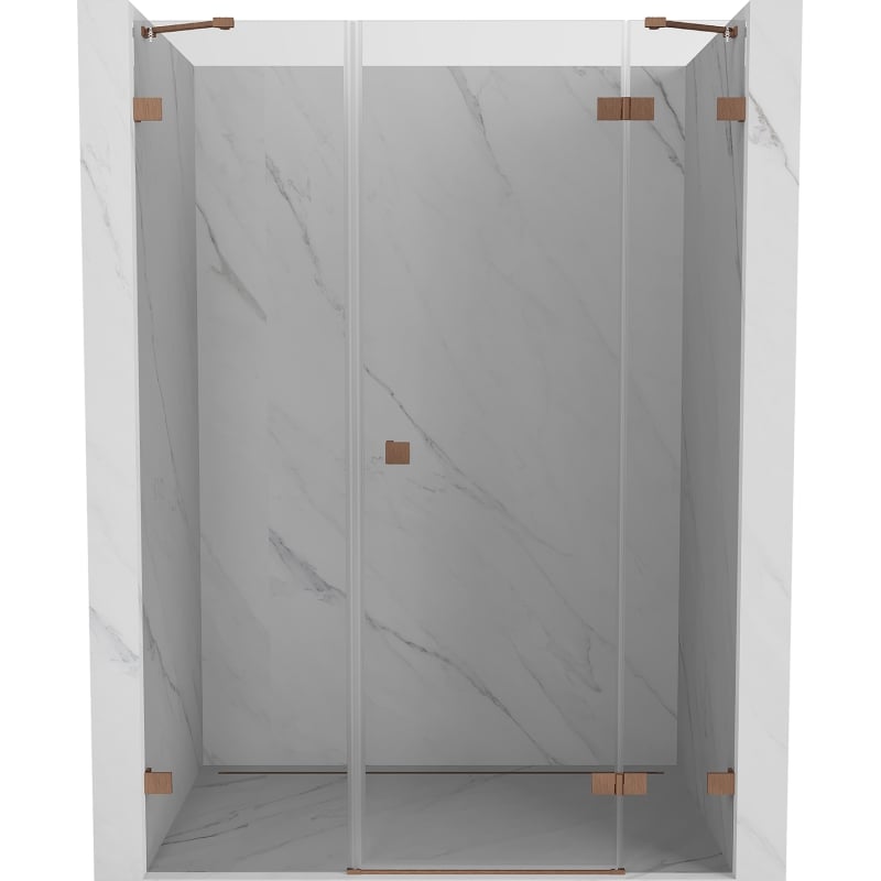 Mexen Lunar porta de duche de abrir à direita 145 cm, transparente, cobre escovado - 834S-145-050-65-00-P