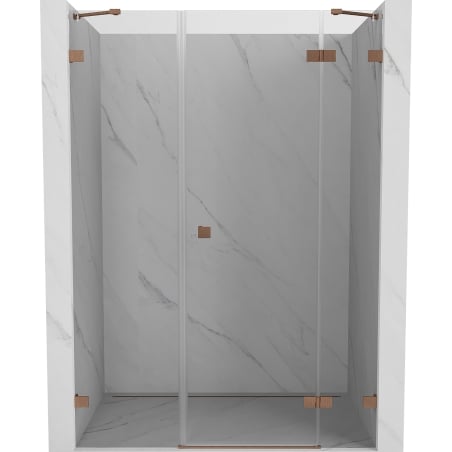 Mexen Lunar right-hand hinged shower door 145 cm, transparent, brushed copper - 834S-145-050-65-00-P