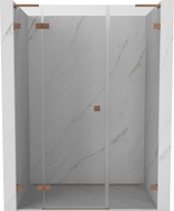 Mexen Lunar L lijeva preklopna tuš vrata 150 cm, prozirna, brušeni bakar - 834SL-150-050-65-00-L