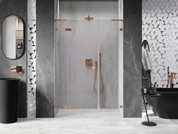 Mexen Lunar L draaideuren voor douche links 155 cm, transparant, geborsteld koper - 834SL-155-050-65-00-L