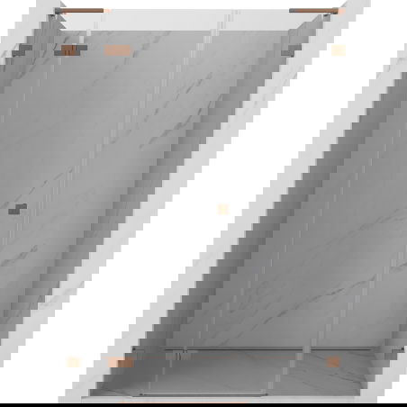 Mexen Lunar L opklappbar lénks Duschdier 160 cm, transparent, gebierst Kupfer - 834SL-160-050-65-00-L