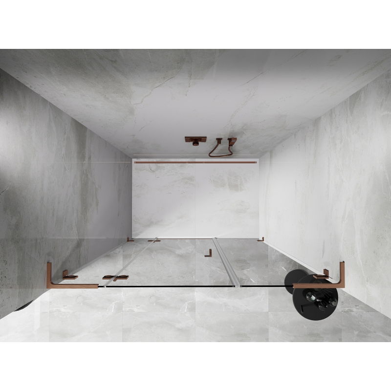 Mexen Lunar L porte de douche pivotante gauche 160 cm, transparent, cuivre brossé - 834SL-160-050-65-00-L