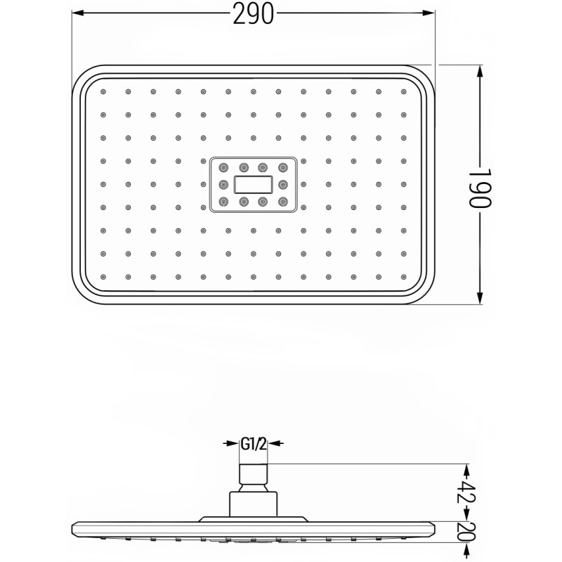 Mexen D-54 vihmadušš 29x19 cm, valge/kroom - 79754-21