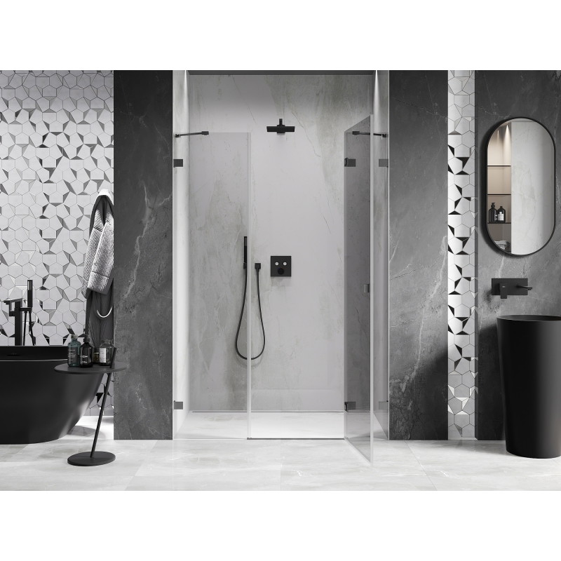 Mexen Lunar parema hinged dušiuks ala 150 cm, läbipaistev, harjatud hall hall - 834S-150-050-66-00-P