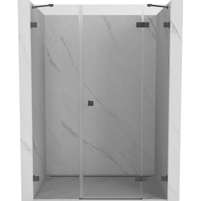 Mexen Lunar Duschdrehtür rechts 160 cm, transparent, gebürstet in Gun Gray - 834S-160-050-66-00-P