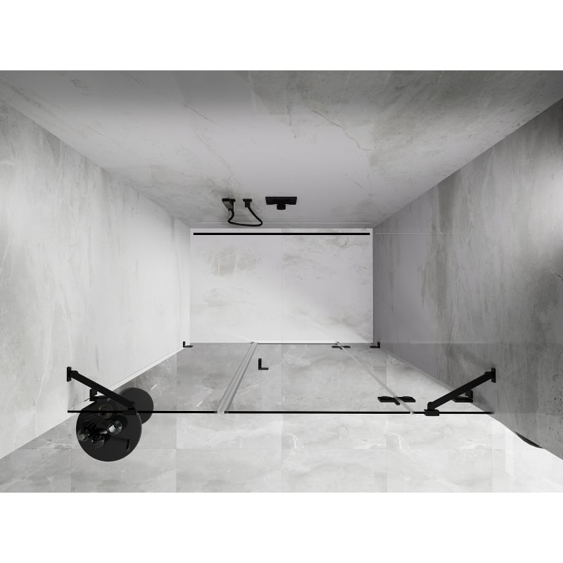 Mexen Lunar drzwi prysznicowe uchylne prawe 125 cm, transparent, czarne - 834S-125-050-70-00-P