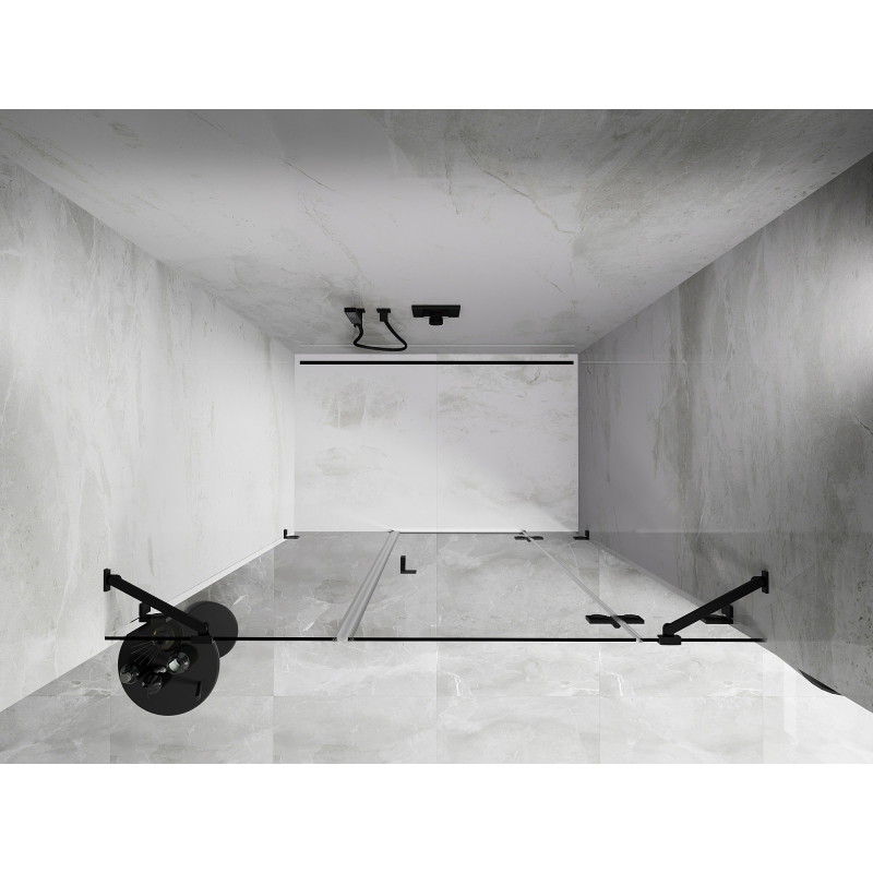 Mexen Lunar drzwi prysznicowe uchylne prawe 140 cm, transparent, czarne - 834S-140-050-70-00-P