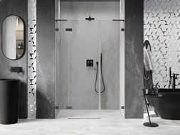 Mexen Lunar L porte de douche pivotante gauche 130 cm, transparent, gris canon brossé - 834SL-130-050-66-00-L