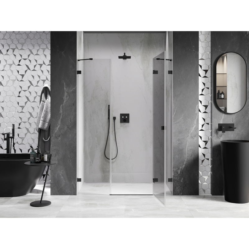 Mexen Lunar Right Hinged Shower Door 155 cm, Transparent, Black - 834S-155-050-70-00-P