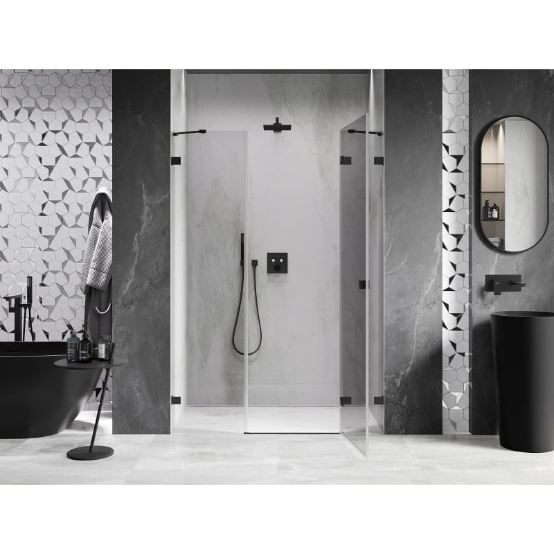 Mexen Lunar porte de douche pivotante droite 160 cm, transparent, noir - 834S-160-050-70-00-P