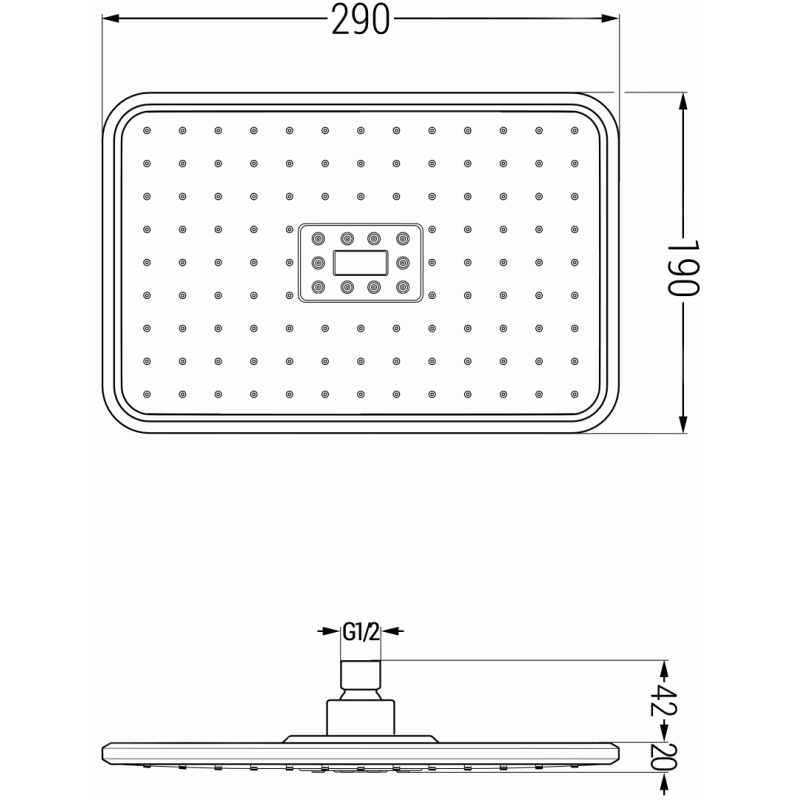 Mexen D-54 soffione doccia 29x19 cm, nero/cromo - 79754-71