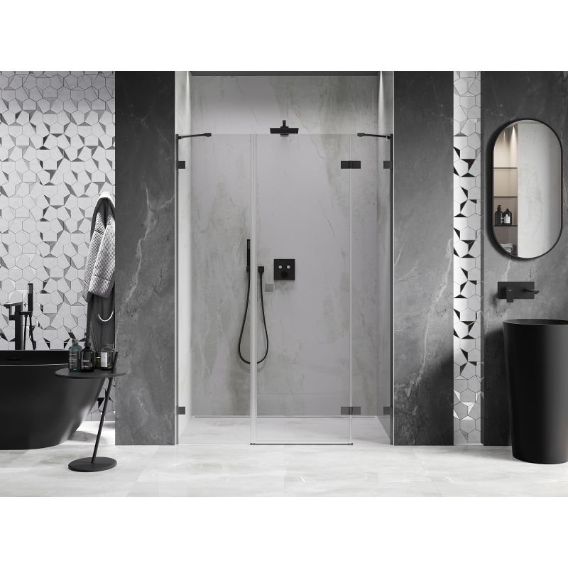 Mexen Lunar 130 cm Right Hinged Shower Door, Transparent, Gun Metal - 834S-130-050-95-00-P