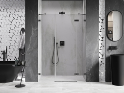 Mexen Lunar porte de douche pivotante droite 140 cm, transparent, gun metal - 834S-140-050-95-00-P