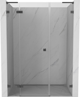 Mexen Lunar L scharnierende douchedeur links 155 cm, transparant, geborsteld grijs - 834SL-155-050-66-00-L