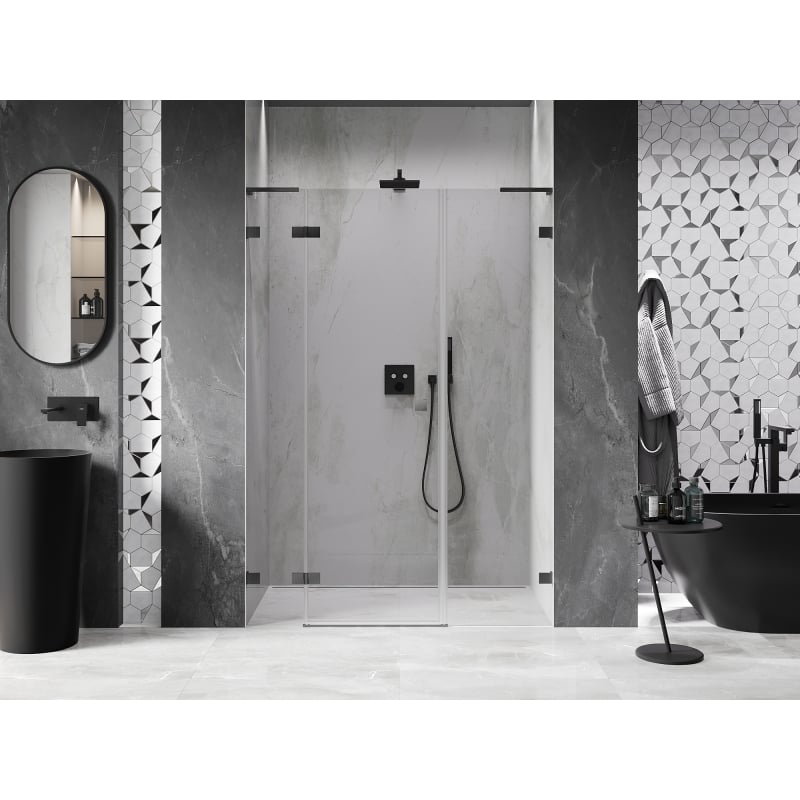 Mexen Lunar L dušiuksed, vasakukäeline 155 cm, läbipaistev, harjatud relvahall - 834SL-155-050-66-00-L