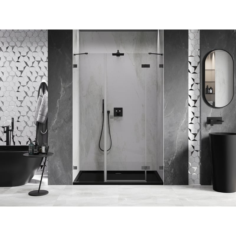 Mexen Lunar porte de douche pivotante droite 160 cm, transparent, métal gun - 834S-160-050-95-00-P