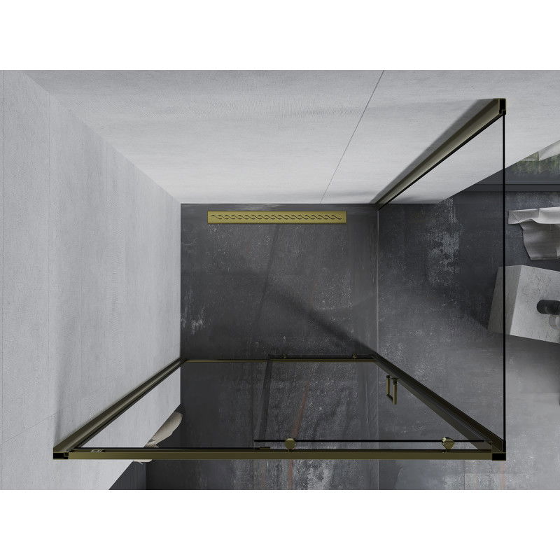 Mexen Apia cabina doccia scorrevole 125 x 70 cm, trasparente, oro - 840-125-070-50-00