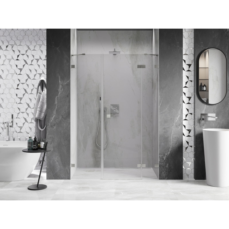 Mexen Lunar paremad hinged duššuks, 120 cm, läbipaistev, harjatud nikkel - 834S-120-050-97-00-P