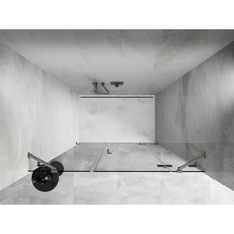 Mexen Lunar paremad hinged duššuks, 120 cm, läbipaistev, harjatud nikkel - 834S-120-050-97-00-P