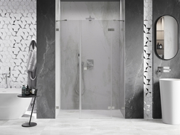 Mexen Lunar porte de douche pivotante droite 140 cm, transparent, nickel brossé - 834S-140-050-97-00-P