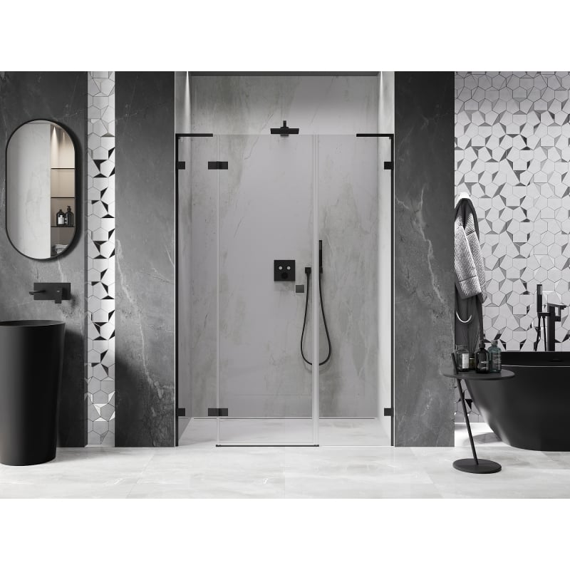 Mexen Lunar L Shower Door Left Hinged 125 cm, Transparent, Black - 834SL-125-050-70-00-L