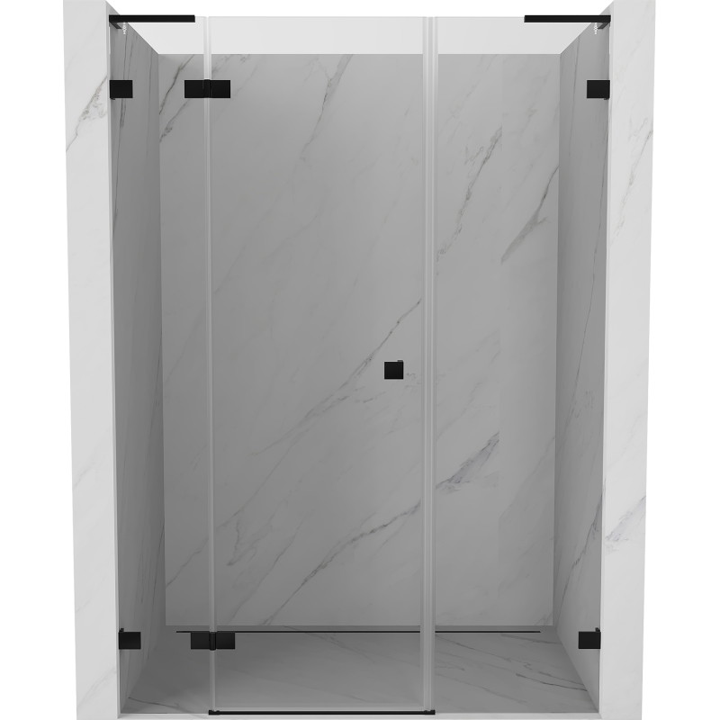 Mexen Lunar L vasakule avanev dušiuks 155 cm, läbipaistev, must - 834SL-155-050-70-00-L