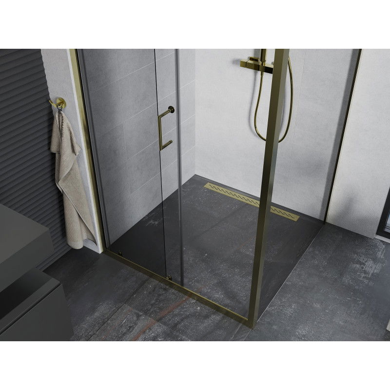 Mexen Apia sliding shower cabin 130 x 100 cm, transparent, gold - 840-130-100-50-00