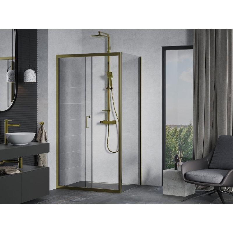 Mexen Apia schuifbare douchecabine 135 x 90 cm, transparant, goud - 840-135-090-50-00