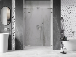 Mexen Lunar L draaideuren voor douche links 135 cm, transparant, geborsteld nikkel - 834SL-135-050-97-00-L