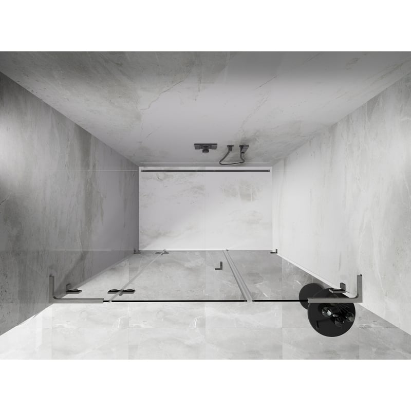 Mexen Lunar L drzwi prysznicowe uchylne lewe 160 cm, transparent, nikiel szczotkowany - 834SL-160-050-97-00-L