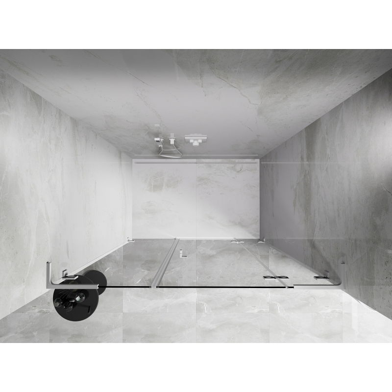 Mexen Lunar L schuifdeur douche rechts 140 cm, transparant, wit - 834SL-140-050-20-00-P