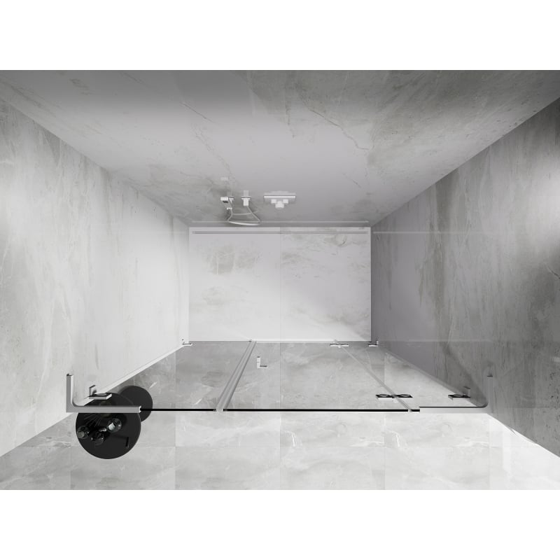 Mexen Lunar L drzwi prysznicowe uchylne prawe 150 cm, transparent, białe - 834SL-150-050-20-00-P