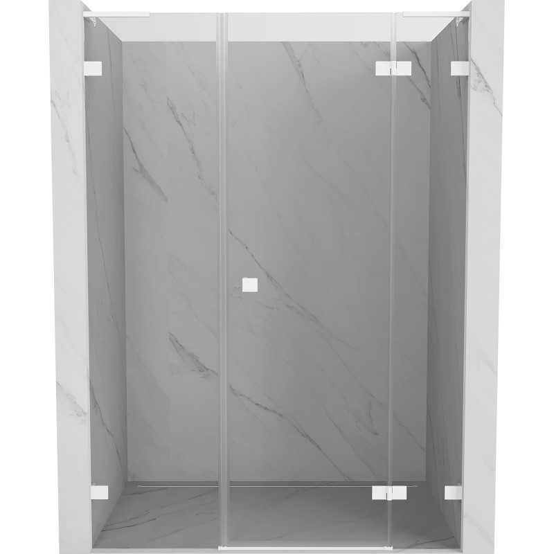 Mexen Lunar L dušinurga parempoolsed hingedega uksed 155 cm, läbipaistev, valge - 834SL-155-050-20-00-P