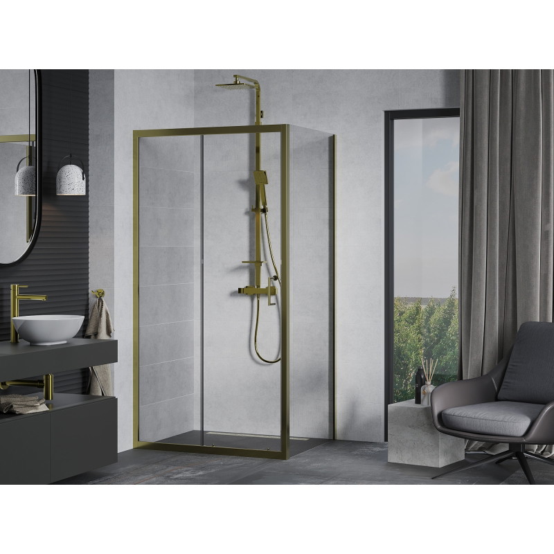 Mexen Apia lükand dušinurk 140 x 100 cm, läbipaistev, kuldne - 840-140-100-50-00