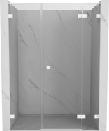 Mexen Lunar L desna tuš vrata 160 cm, prozirna, bijela - 834SL-160-050-20-00-P