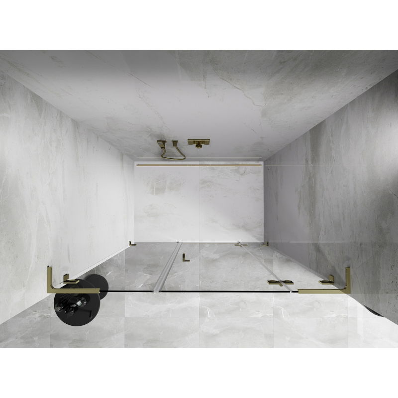 Mexen Lunar L porte de douche pivotante droite 135 cm, transparent, doré - 834SL-135-050-50-00-P