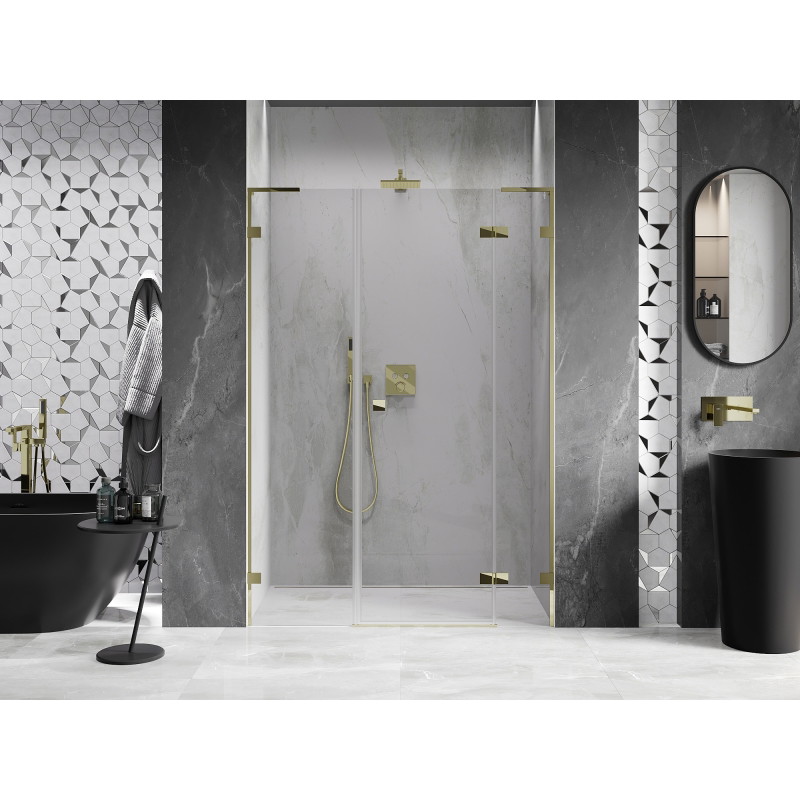 Mexen Lunar L dušiuksed vasakpoolsed 140 cm, läbipaistev, kuldne - 834SL-140-050-50-00-P