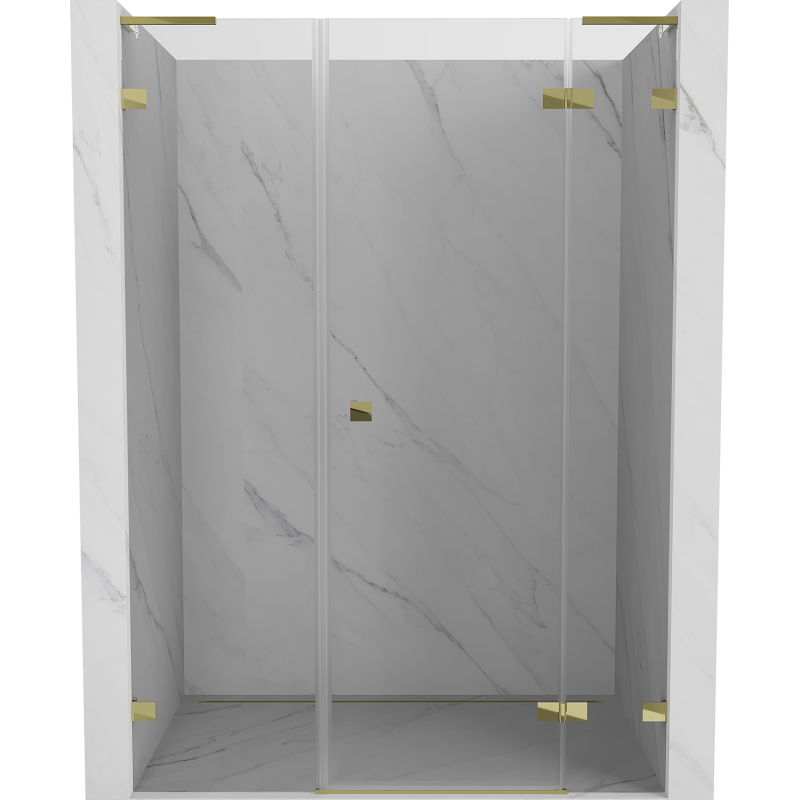 Mexen Lunar L douchedeur openslaand rechts 145 cm, transparant, goud - 834SL-145-050-50-00-P