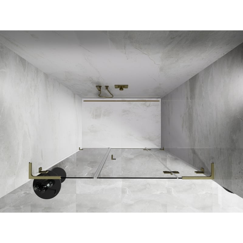 Mexen Lunar L drzwi prysznicowe uchylne prawe 120 cm, transparent, złote szczotkowane - 834SL-120-050-55-00-P