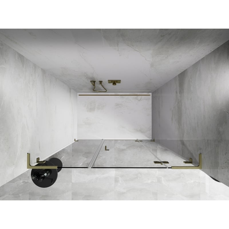 Mexen Lunar L parema avaneva hinged duššiuks 135 cm, läbipaistev, kuldne harjatud - 834SL-135-050-55-00-P