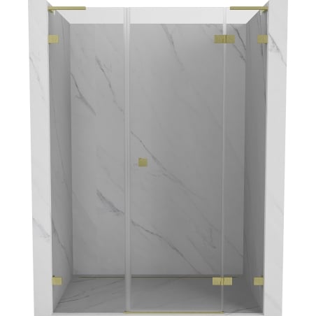 Mexen Lunar L drzwi prysznicowe uchylne prawe 135 cm, transparent, złote szczotkowane - 834SL-135-050-55-00-P