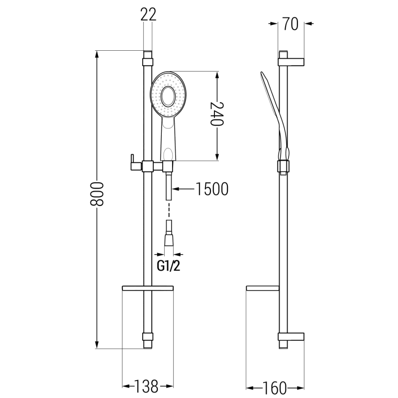 Mexen DQ73 sliding shower set, black - 785734581-70