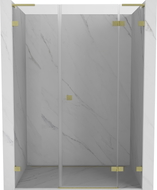 Mexen Lunar L desna preklopna tuš vrata 145 cm, transparentna, zlatno brušena - 834SL-145-050-55-00-P