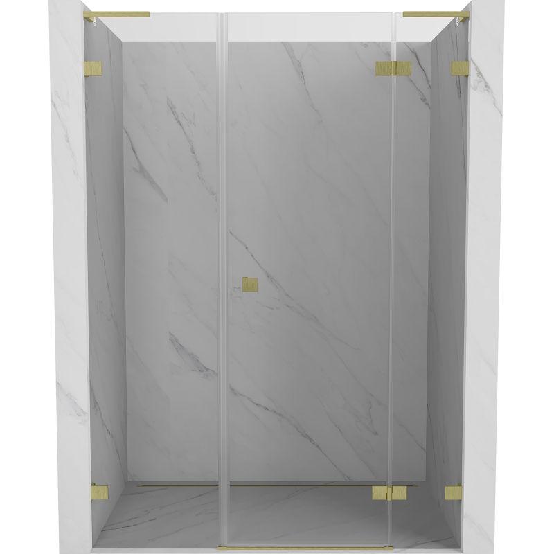Mexen Lunar L Duschdrehtür rechts 155 cm, transparent, gebürstetes Gold - 834SL-155-050-55-00-P