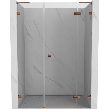 Mexen Lunar L drzwi prysznicowe uchylne prawe 145 cm, transparent, różowe złoto - 834SL-145-050-60-00-P