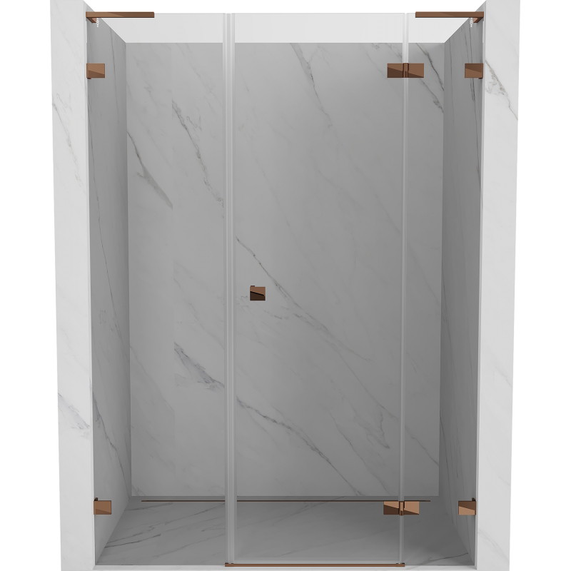 Mexen Lunar L drzwi prysznicowe uchylne prawe 155 cm, transparent, różowe złoto - 834SL-155-050-60-00-P