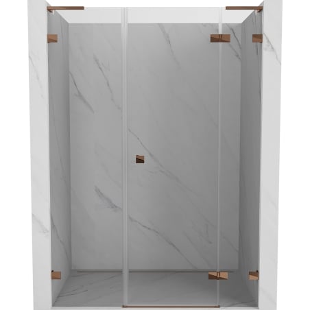 Mexen Lunar L drzwi prysznicowe uchylne prawe 155 cm, transparent, różowe złoto - 834SL-155-050-60-00-P
